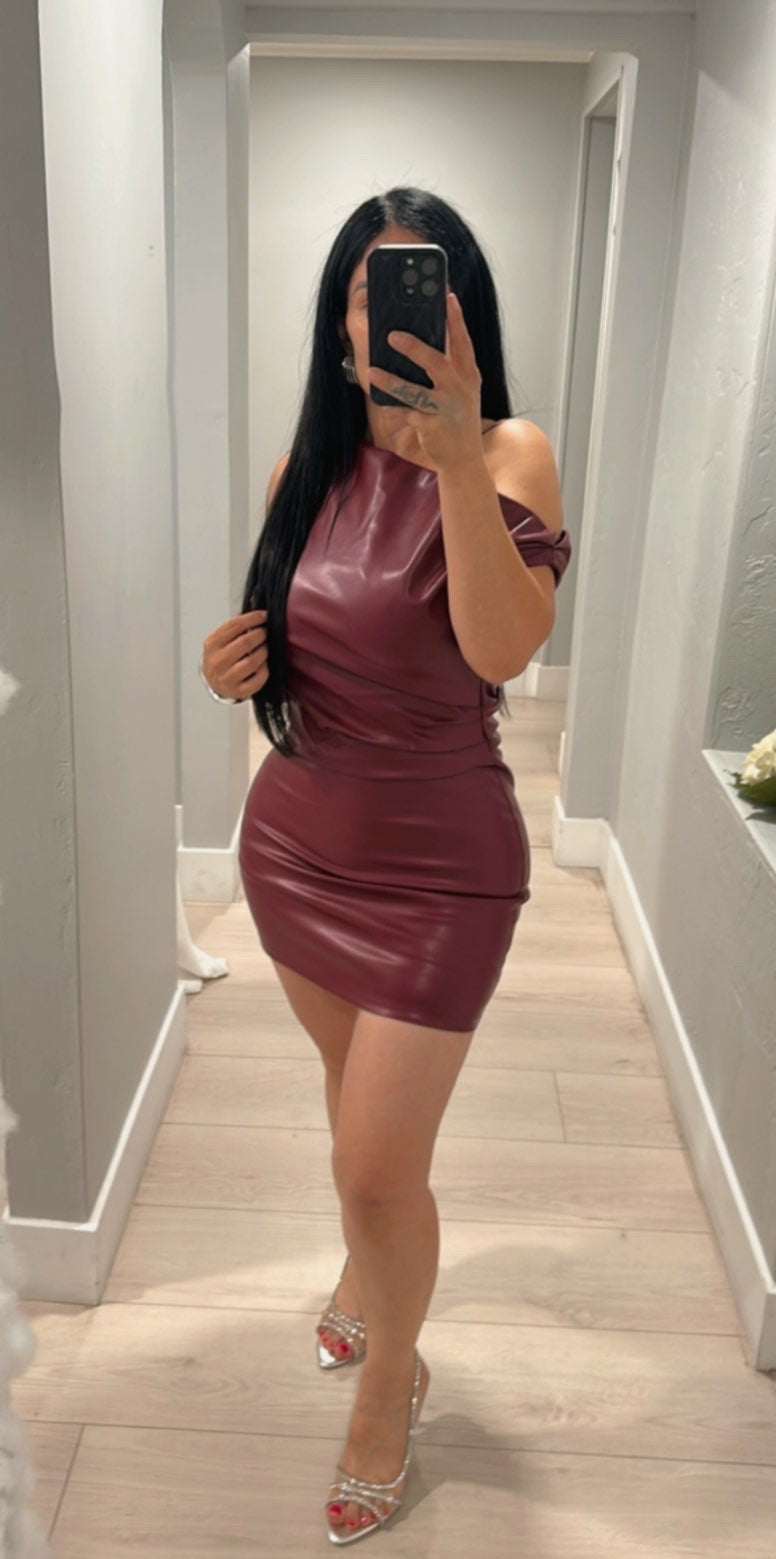 Fatima Faux Leather Mini Dress
