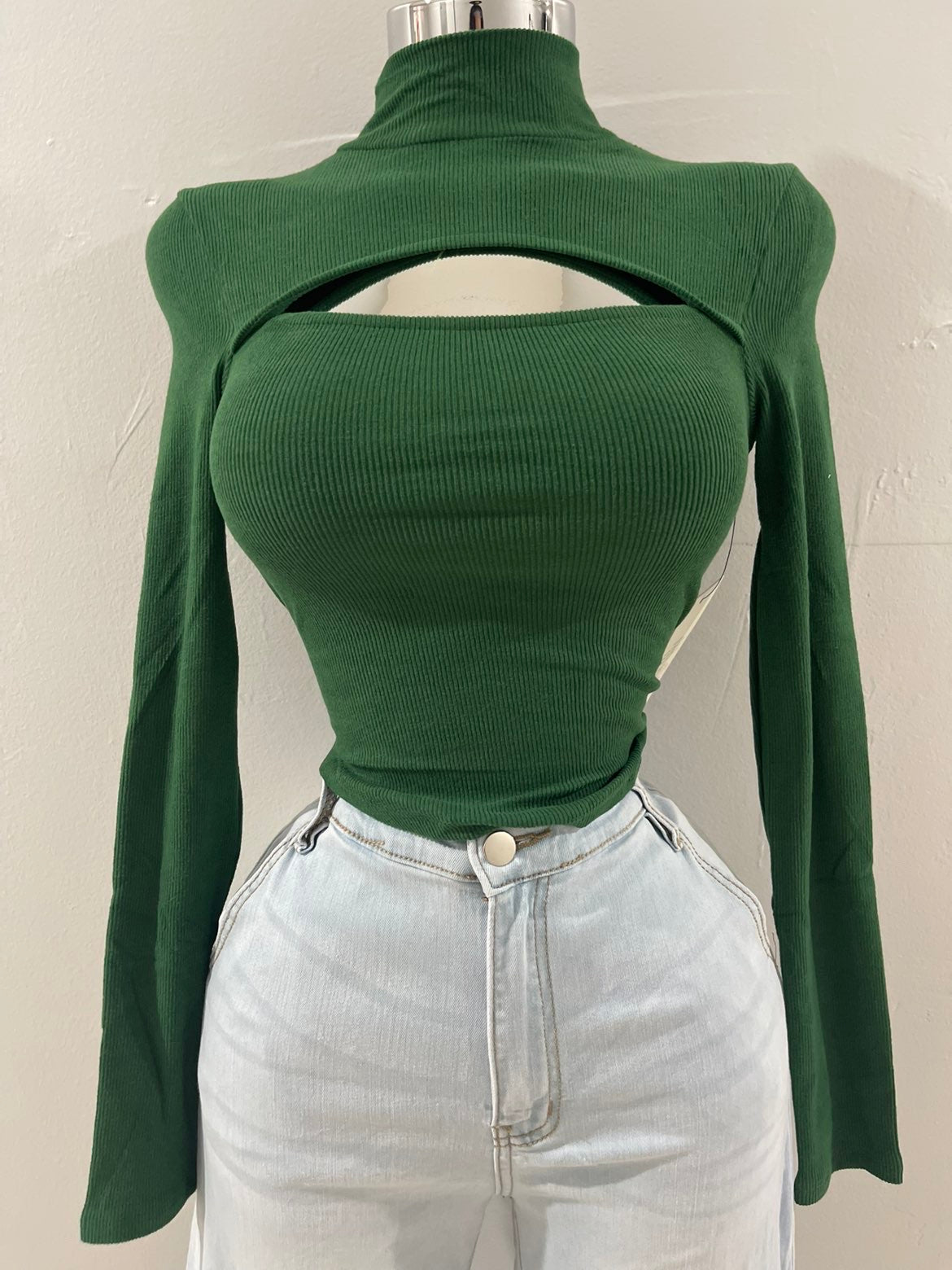 Cierra Green Long Sleeve Top