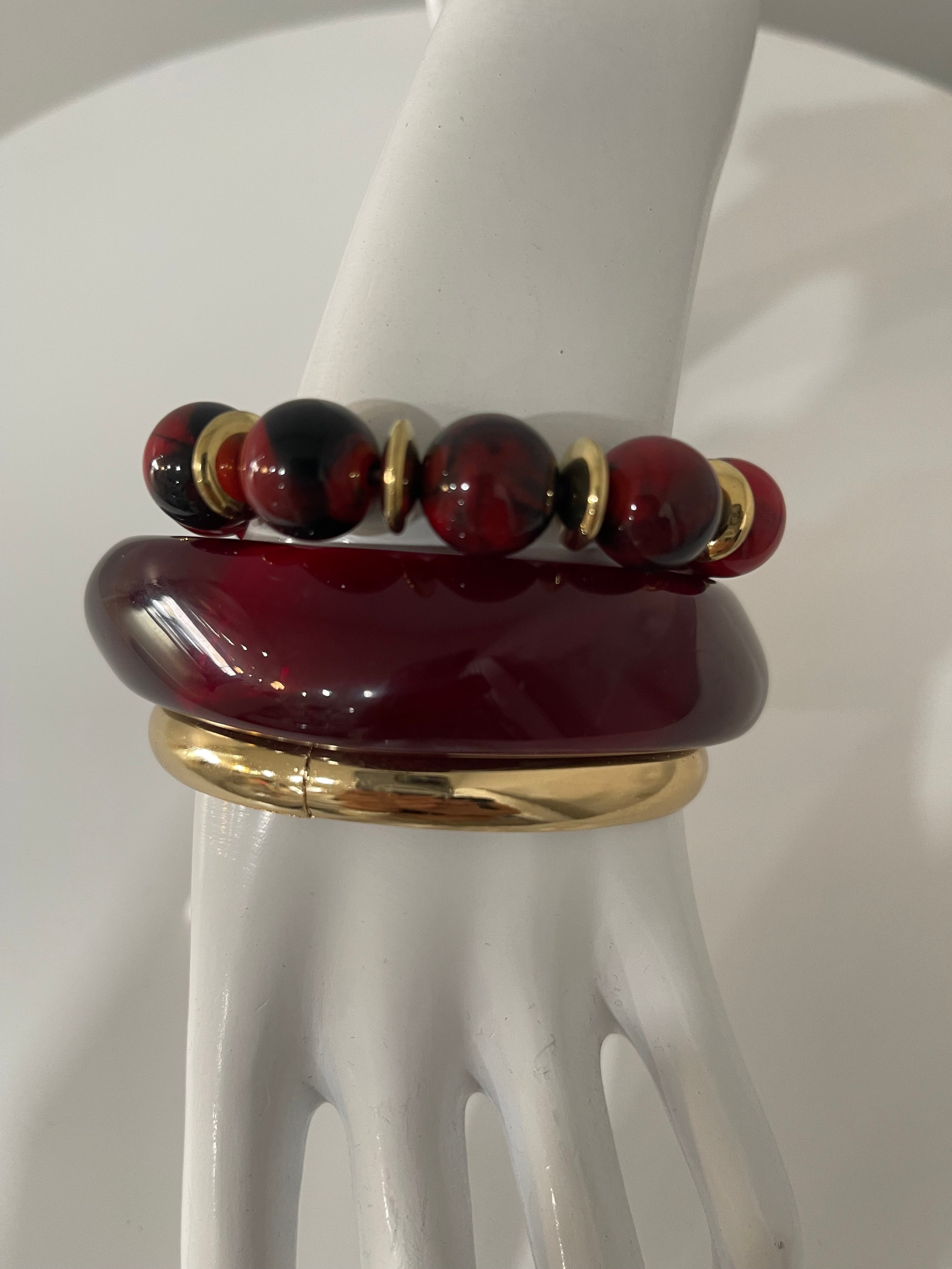 Make some noise 3 piece bangle set-burgundy and gold