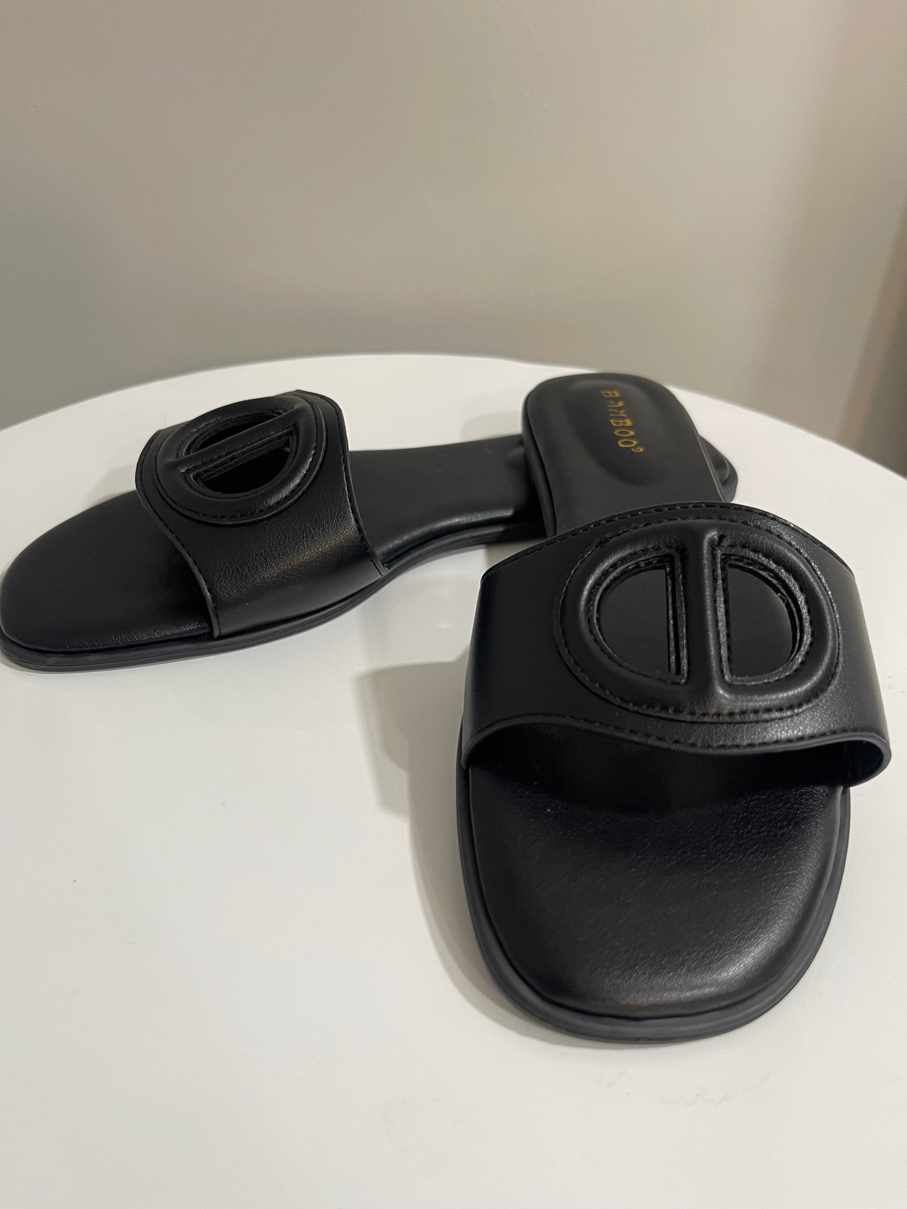 Endless flat black sandals