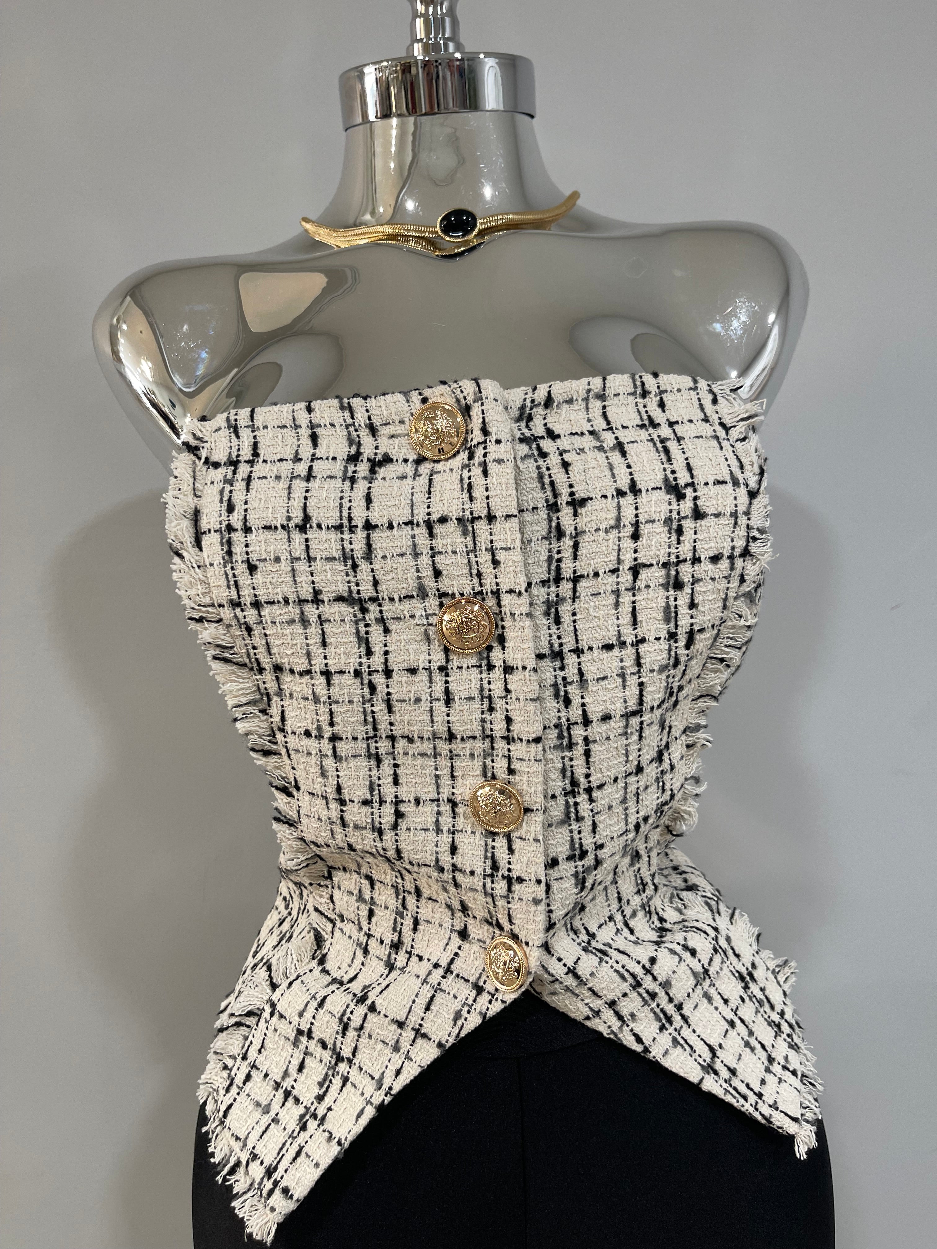 Gisselle tube top-white with black
