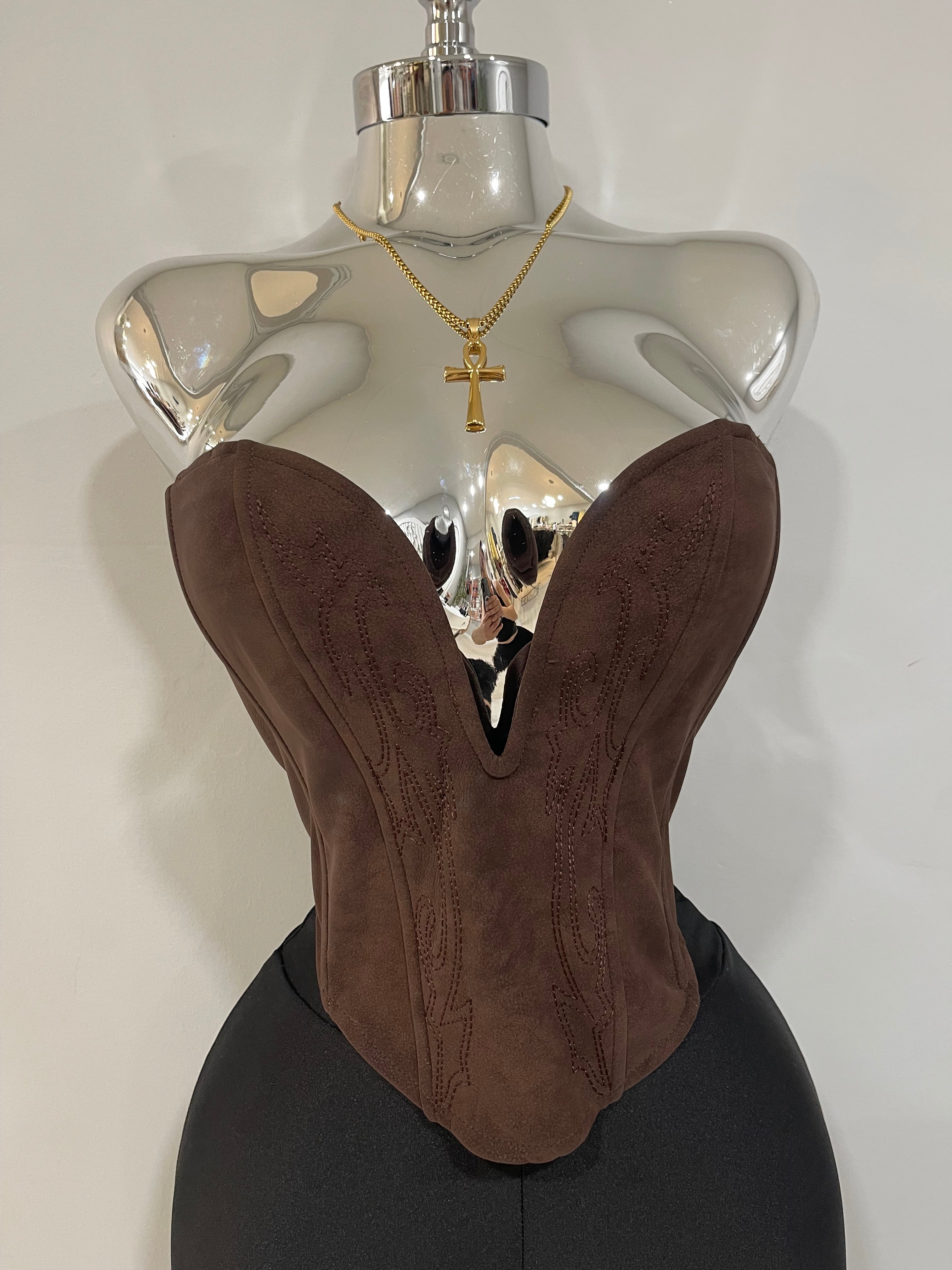 Lexi corset top-brown