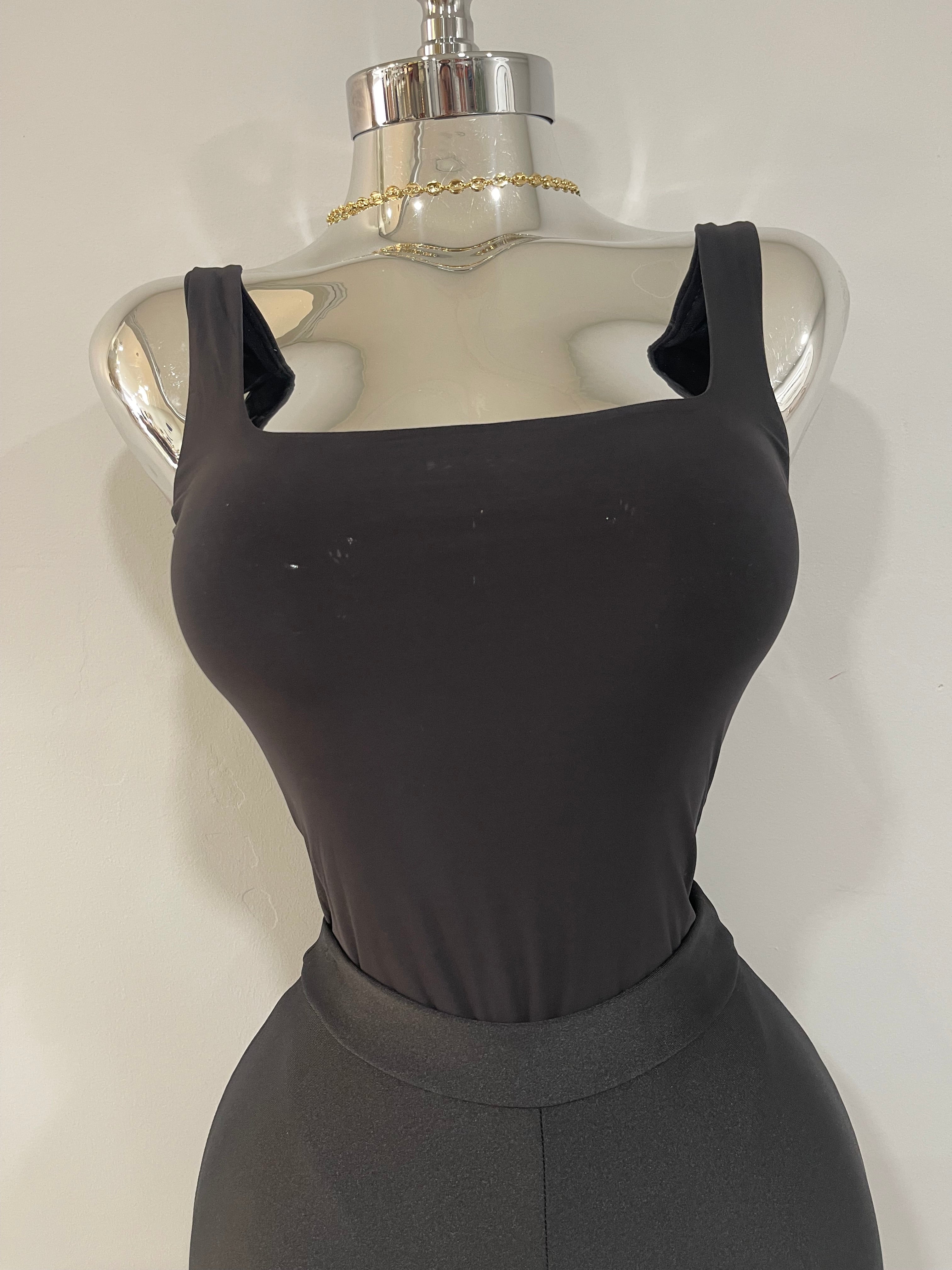 Ana square neck bodysuit-black