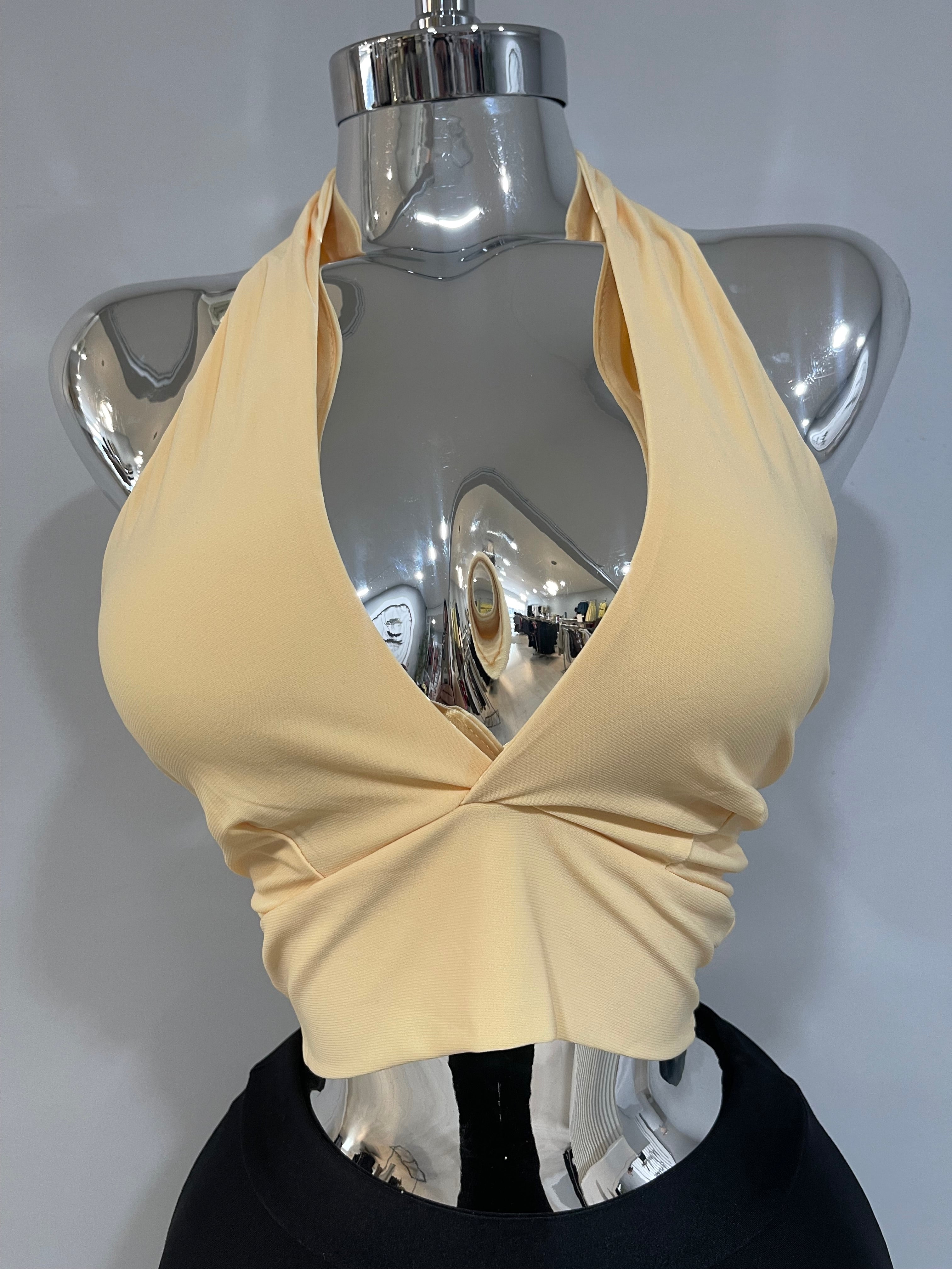 Janessa cropped halter top-yellow