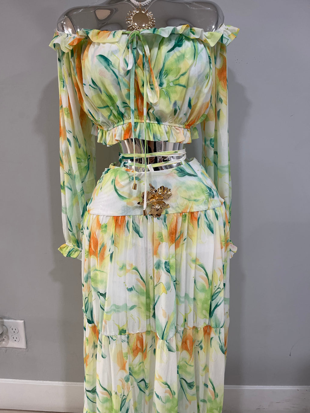 Becca maxi skirt set-green