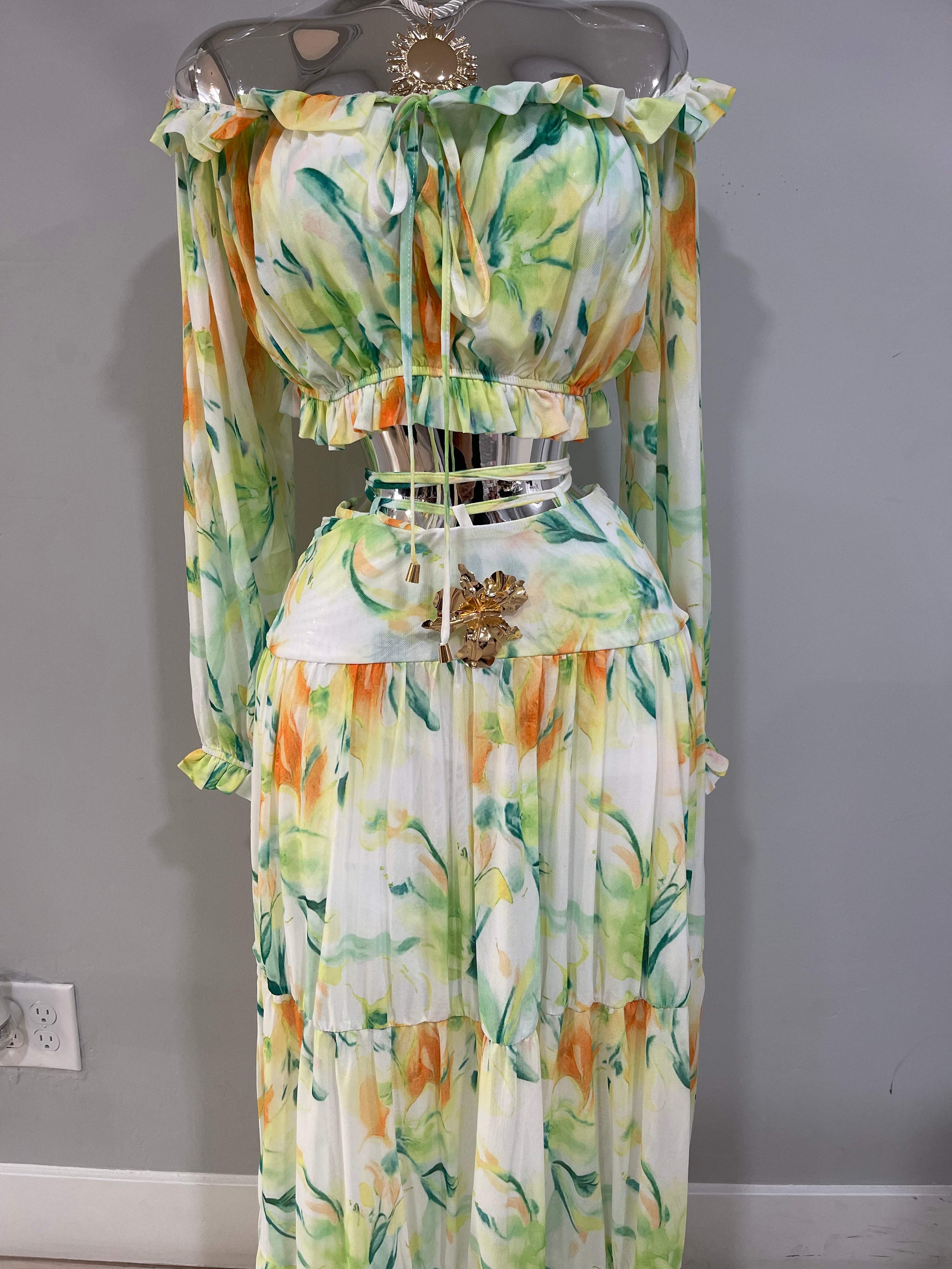 Becca maxi skirt set-green